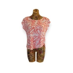 C & C California top red white short sleeve XL short sleeve linen